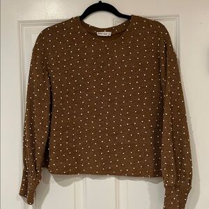 New In Women’s Orange/Brown Polka Dot Cropped Lightweight Sweater Top